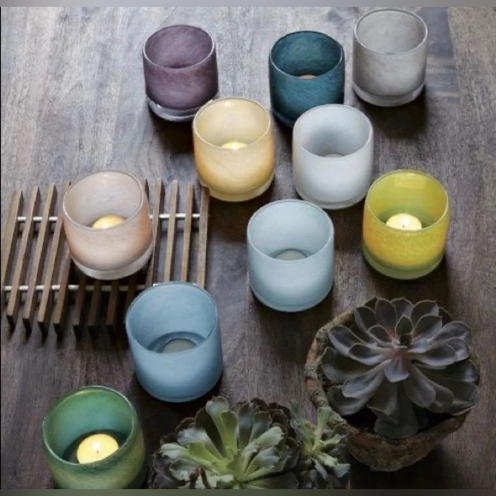 West Elm glass tealight holders set of three